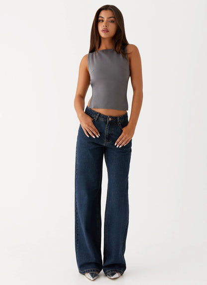 Keanna Low Rise Denim Jeans Washed Denim