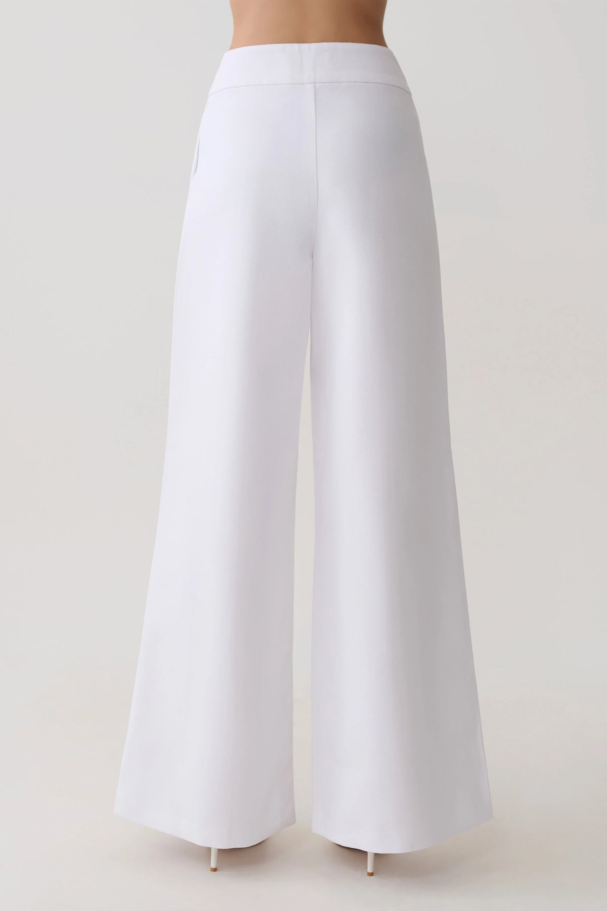 Raya Mid Rise Wide Leg Linen Pant White