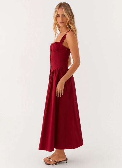 Emmalina Midi Dress Deep Red