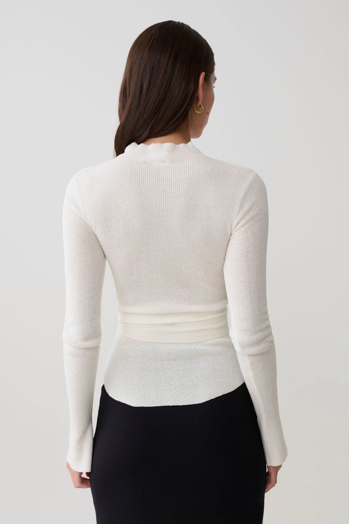 Lawson Wrap Knit Long Sleeve Top White