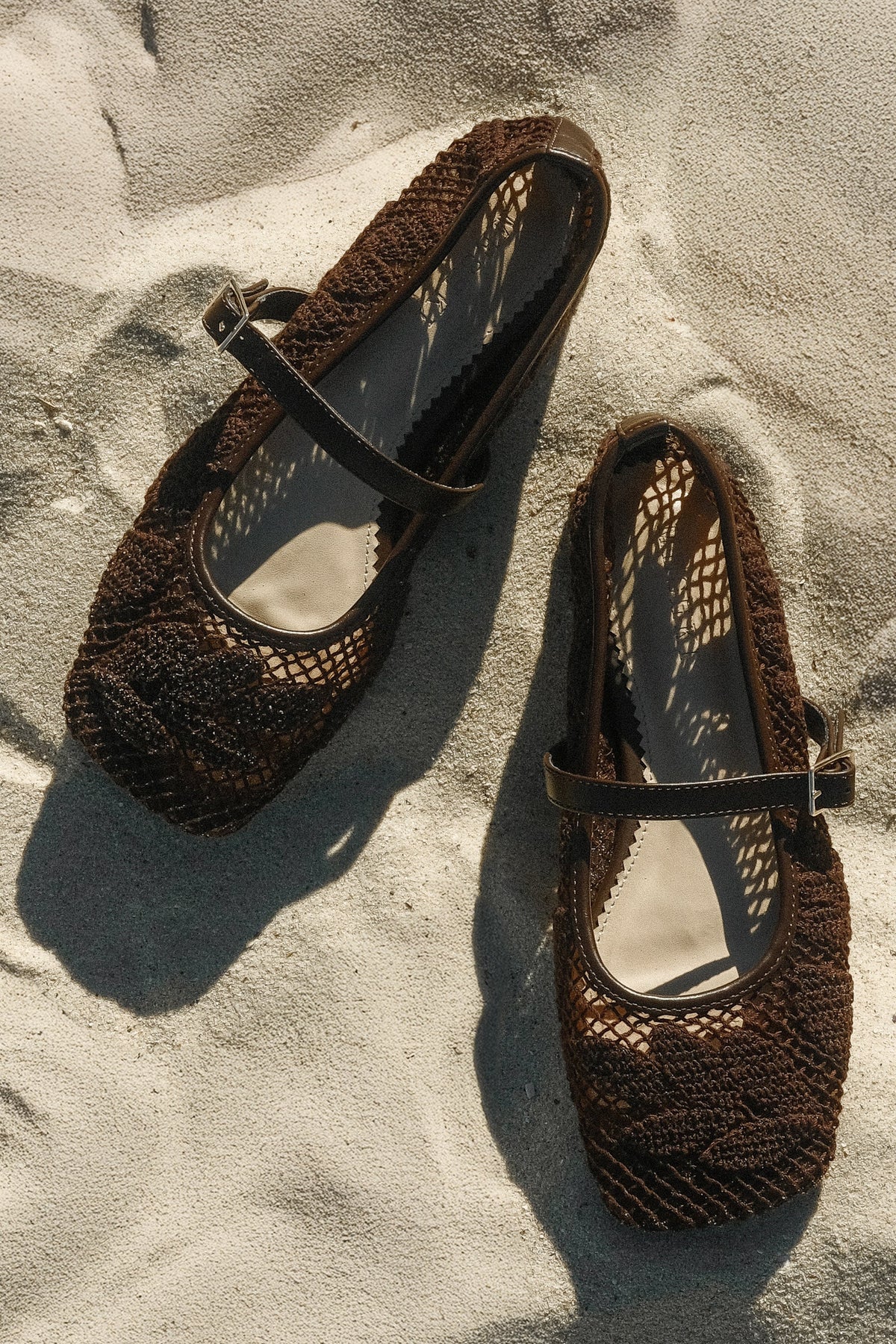 Brighton Lace Applique Flats Chocolate