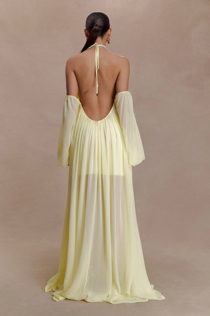 Janni Chiffon Maxi Dress With Hardware Lemon Lime