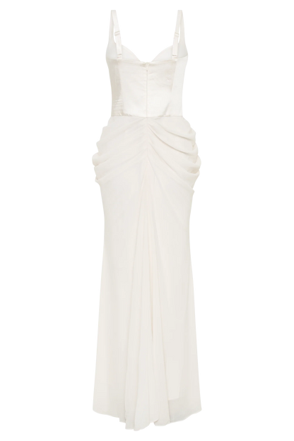 Leila Satin Corset Maxi Dress Ivory