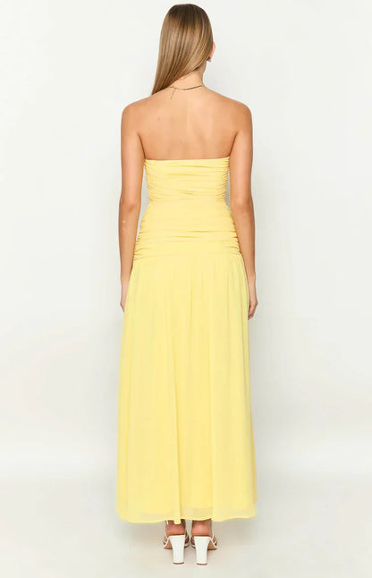 Sinclair Yellow Strapless Maxi Dress
