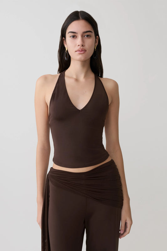 Aspyn Slinky And Mesh Top Chocolate