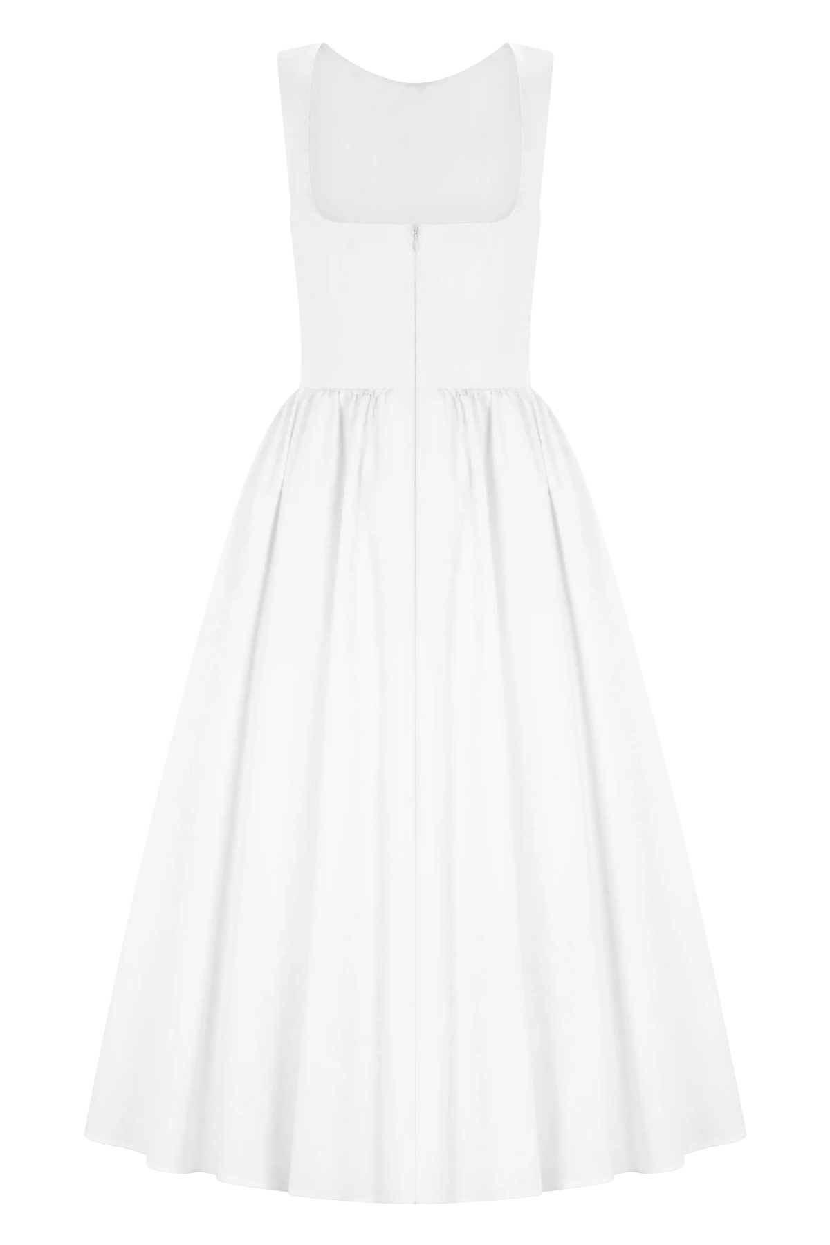 Monika Gathered Waist Cotton Midi Dress White