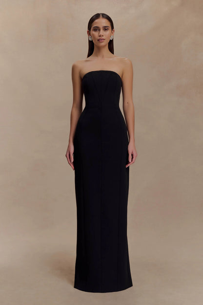 Kalila Strapless Crepe Maxi Dress Black