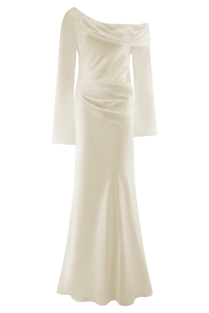 Iris Long Sleeve Satin Maxi Dress Blush Gold
