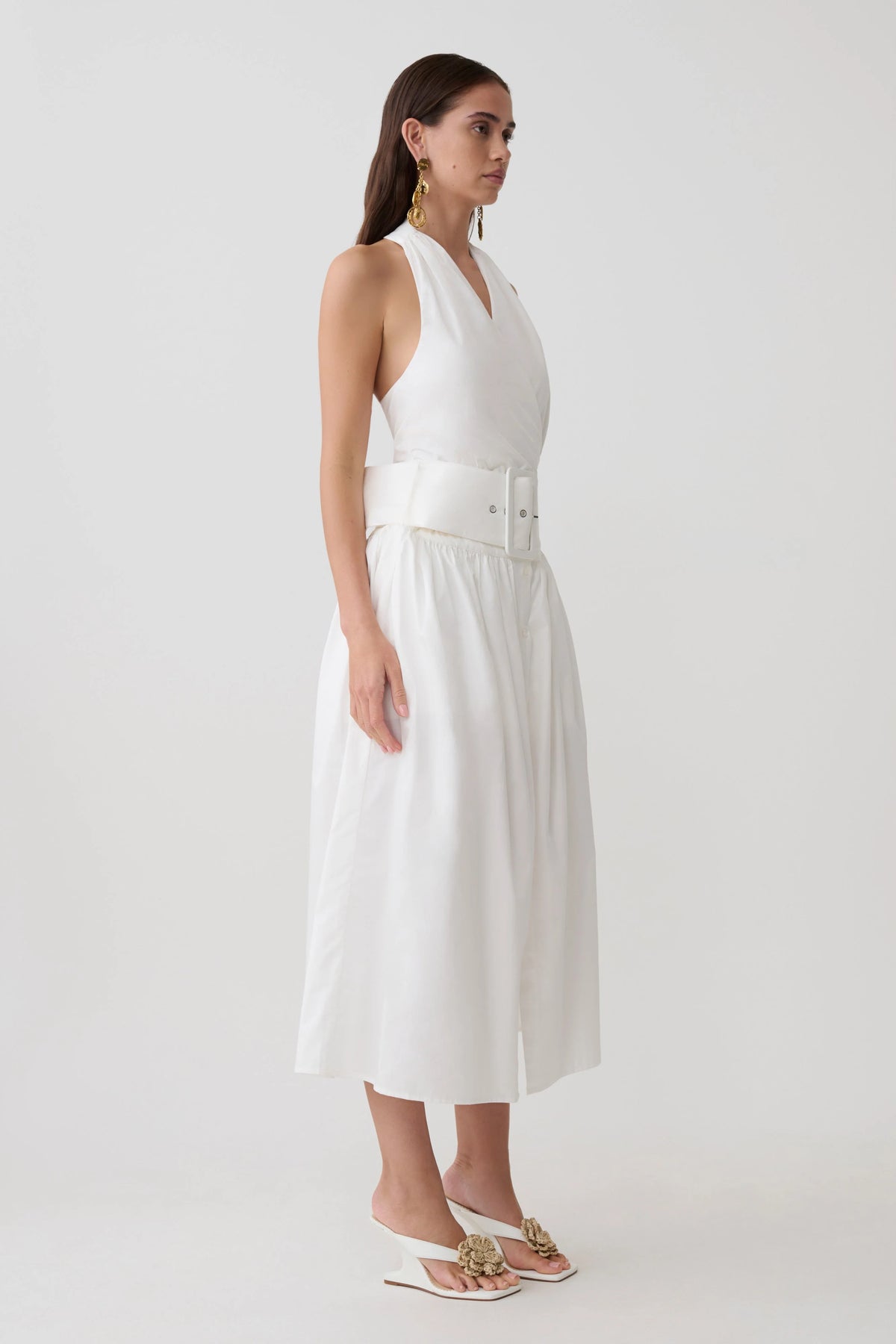 Emery Multi Wear Cotton Midi Dress White