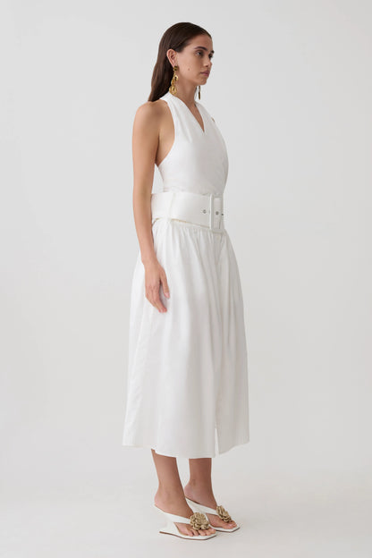 Emery Multi Wear Cotton Midi Dress White