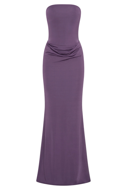 Madison Strapless Slinky Maxi Dress Purple