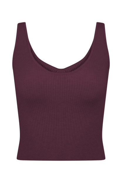 Natalya Ribbed Knit Cami Top Merlot