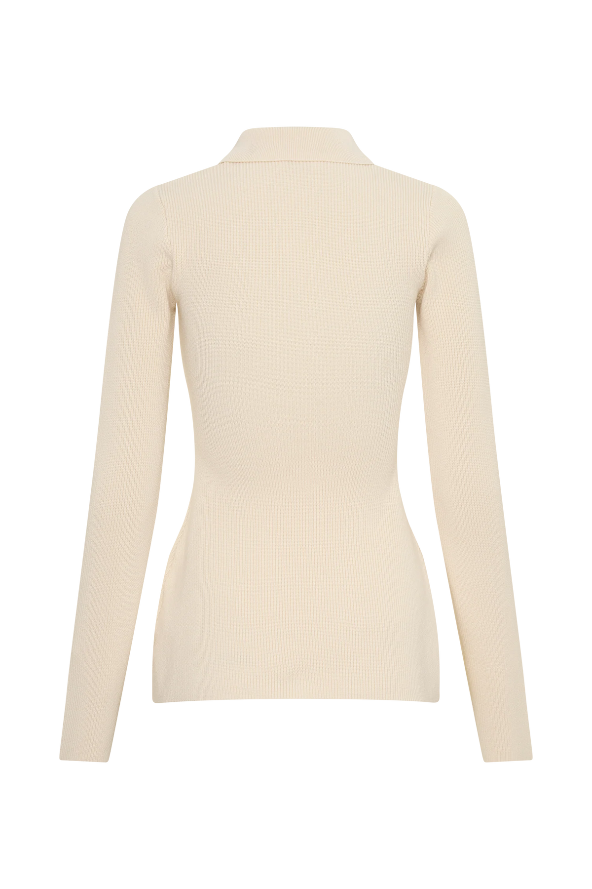 Suzie Ribbed Long Sleeve Longline Top Ivory