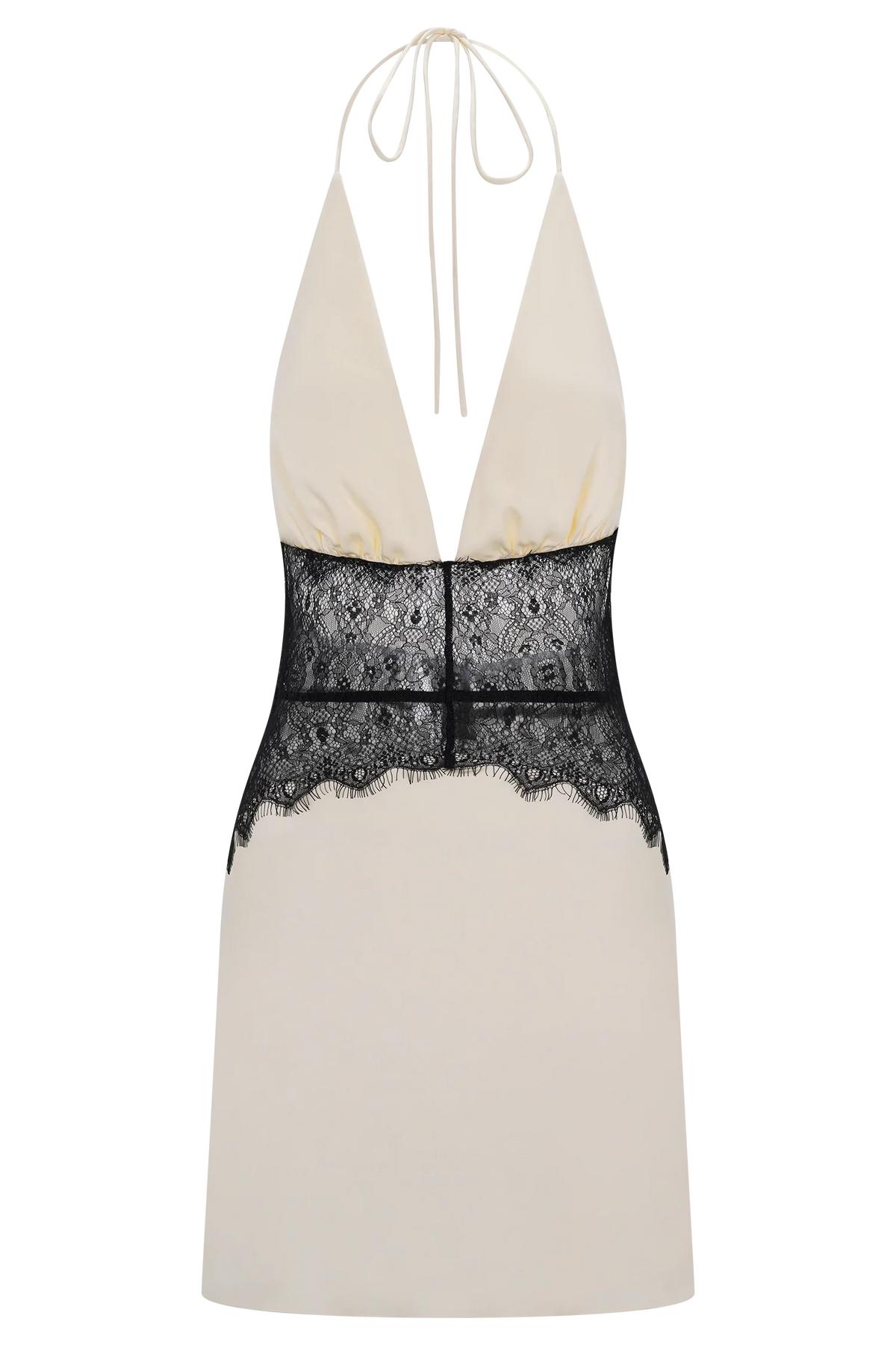 Dinah Lace And Satin Mini Dress Black Ivory