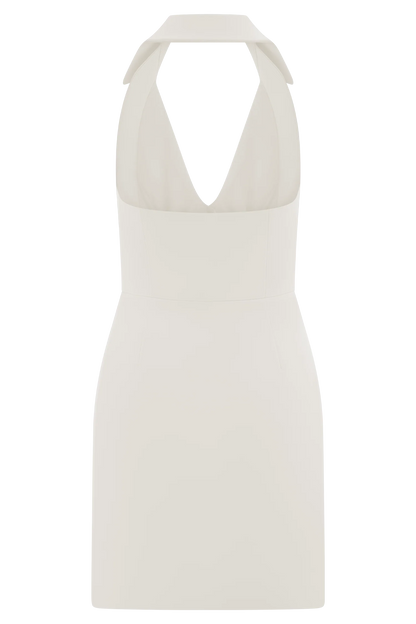 Ruth Cotton Halter Mini Dress Ivory