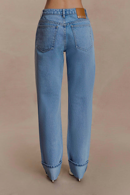 Kirralee Straight Leg Cuffed Jeans Classic Blue