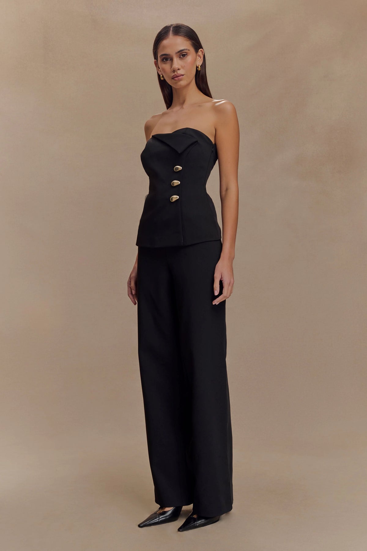 Lindie Strapless Suiting Top Black