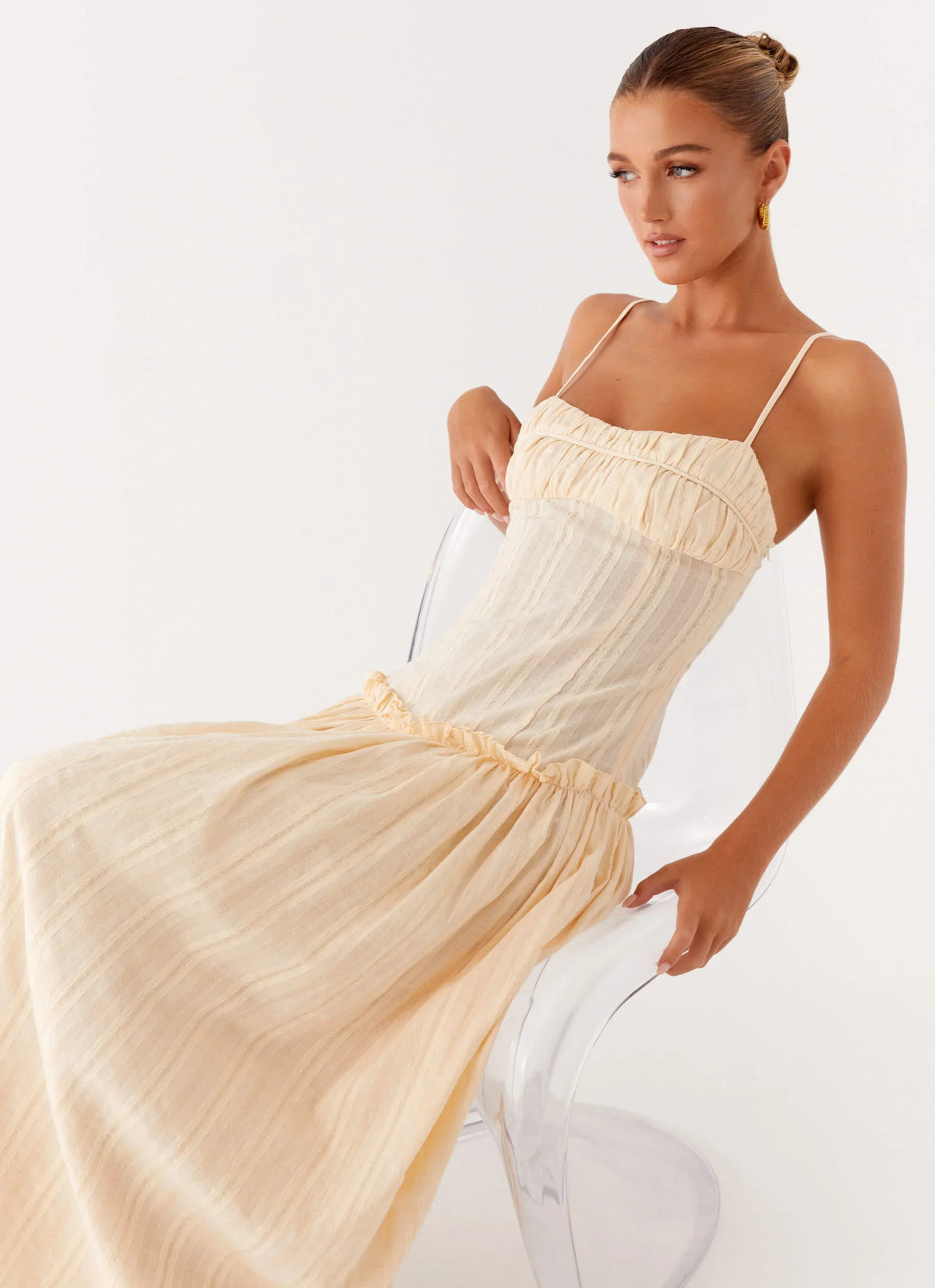 Jacinda Drop Waist Maxi Dress Cream