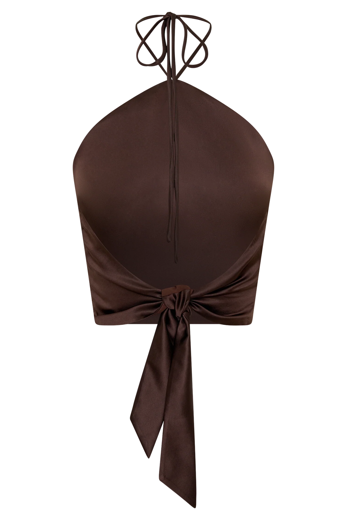 Mariana Halter Silk Blend Sleeveless Top Dark Chocolate