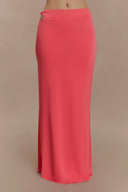 Haven Slinky Twist Midi Skirt Coral