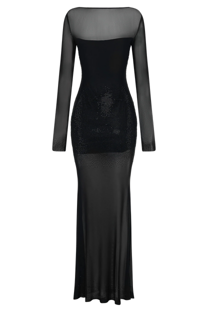 Lior Mesh Maxi Dress With Hotfix Black
