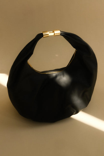 Bristol Croissant Leather Shoulder Bag Black