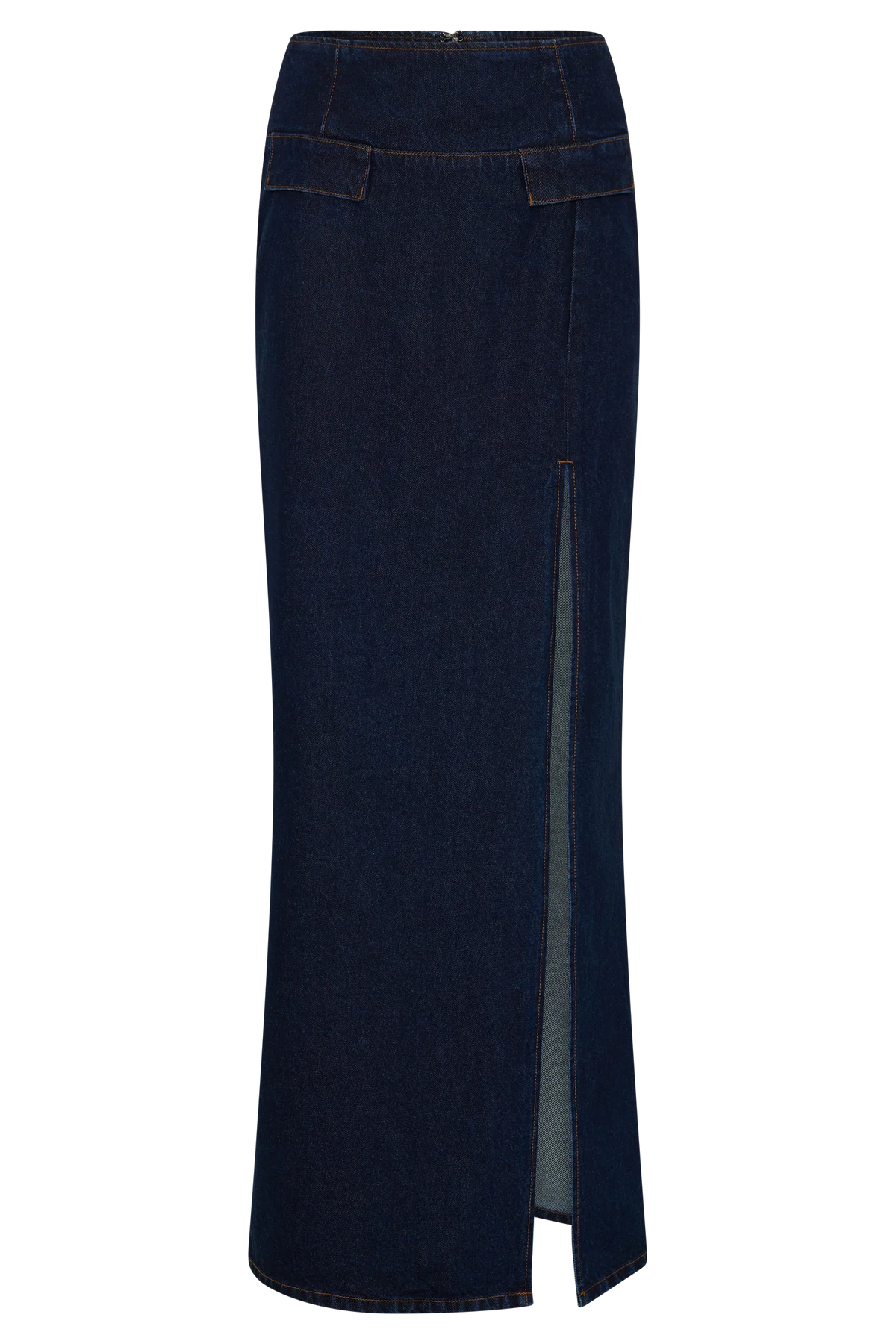 Maylena High Rise Denim Maxi Skirt Indigo Blue