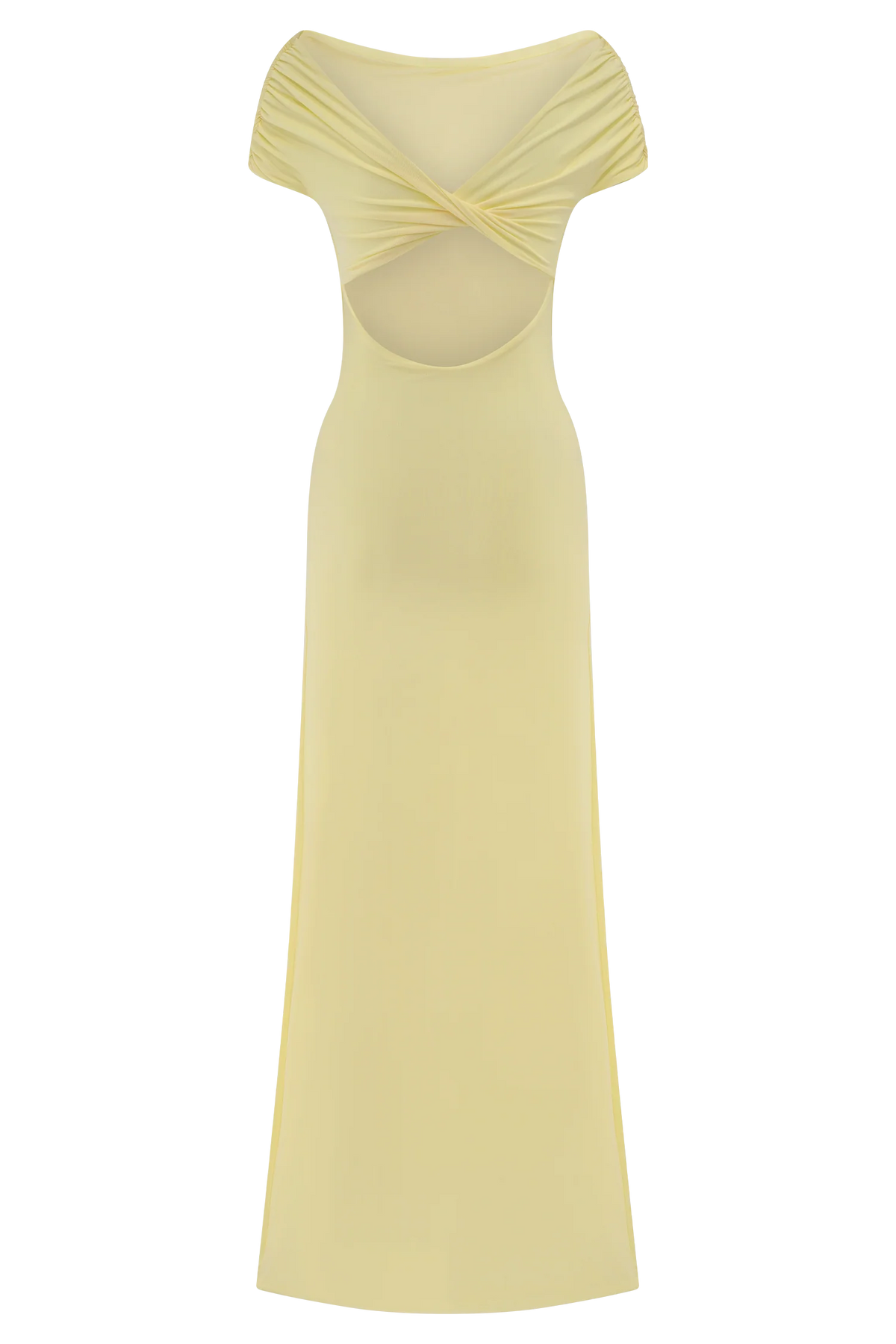 Imogen Off Shoulder Slinky Maxi Dress Lemon
