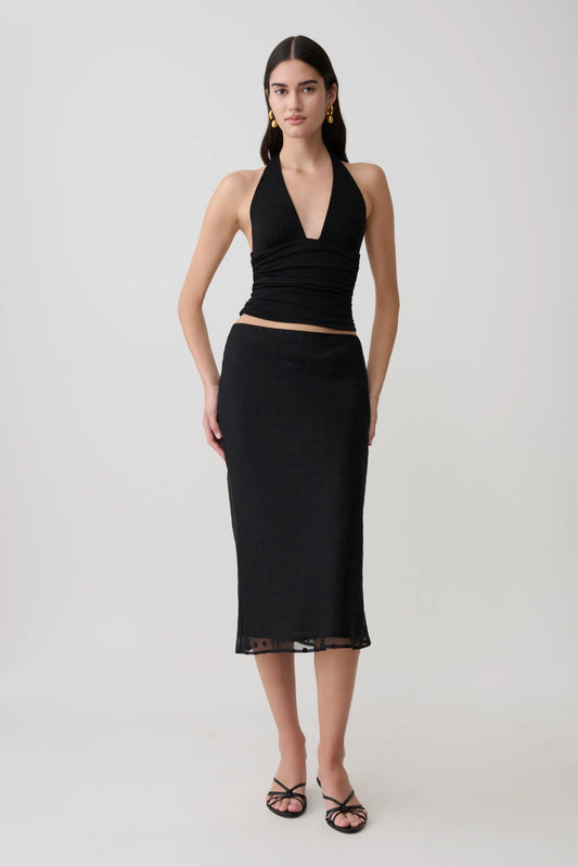 Lilah Devore Midi Skirt Black