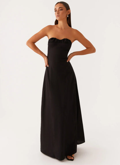 Tayla Linen Maxi Dress Black