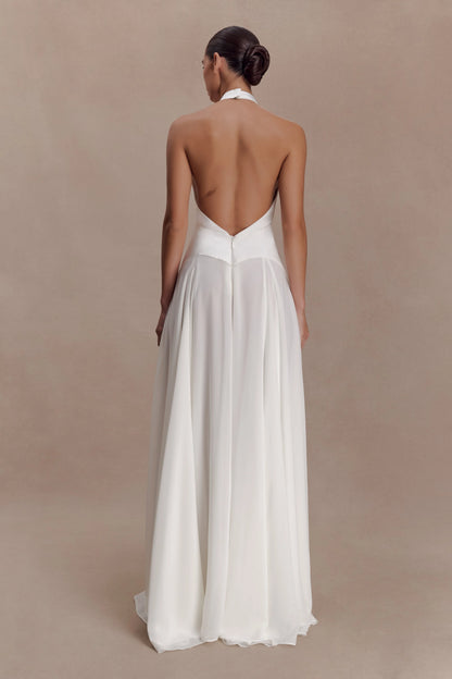 Susan Chiffon Halter Maxi Dress Ivory