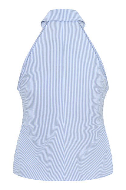 Allison Halter Sleeveless Shirt Blue Pinstripe