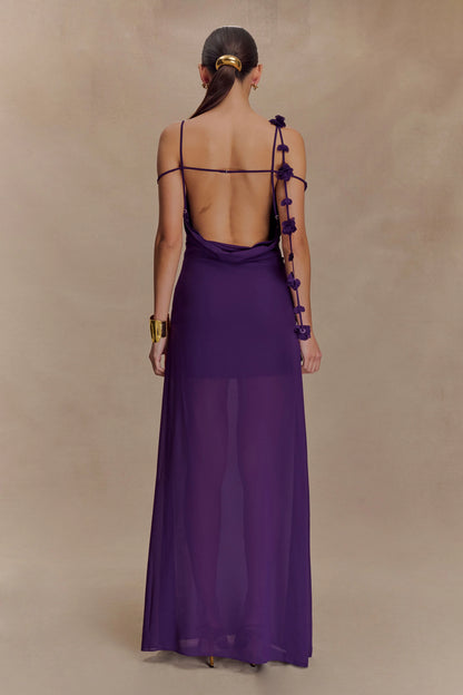 Rosalie Floral Chiffon Maxi Dress Purple