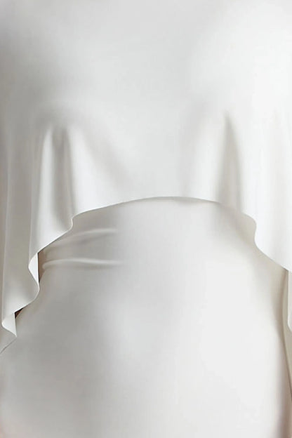 Padma White Draped Maxi Dress With Cape Sleeves