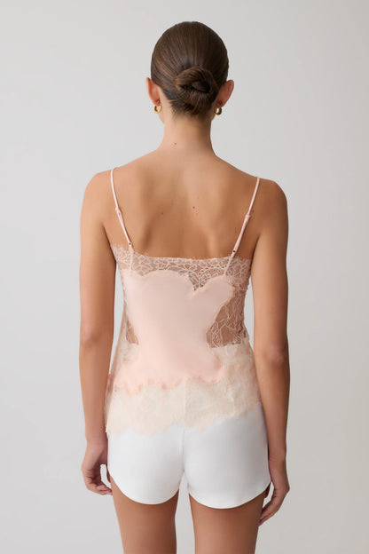 Miriam Satin Lace Camisole Peach