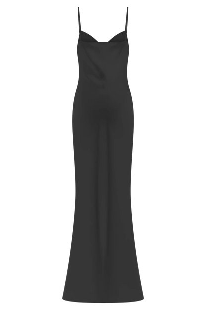 Lilly Sweetheart Satin Maxi Dress Black