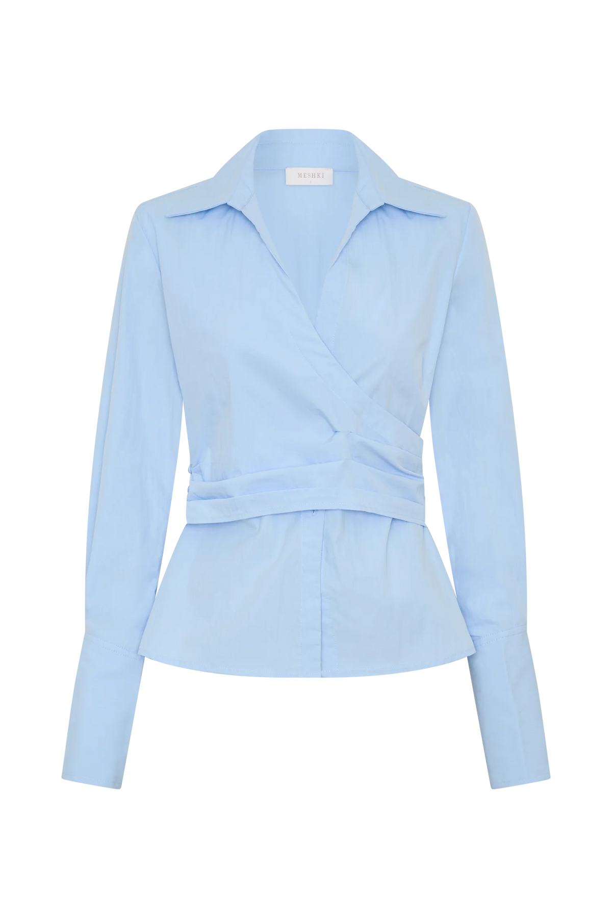 Eugenia Wrap Cotton Shirt Blue