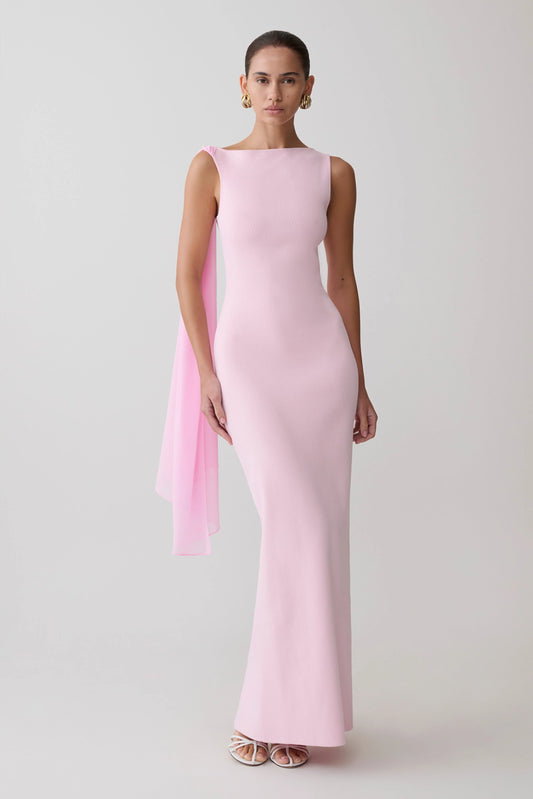 Farid Bandage Maxi Dress With Chiffon Baby Pink