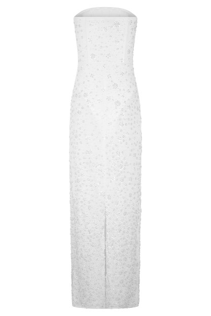 Gemma Strapless Embellished Maxi Dress Ivory