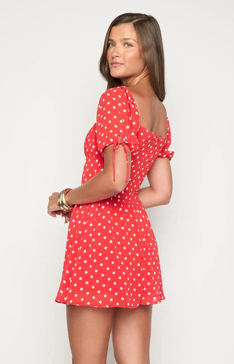 Danyal Red Polka Dot Mini Dress