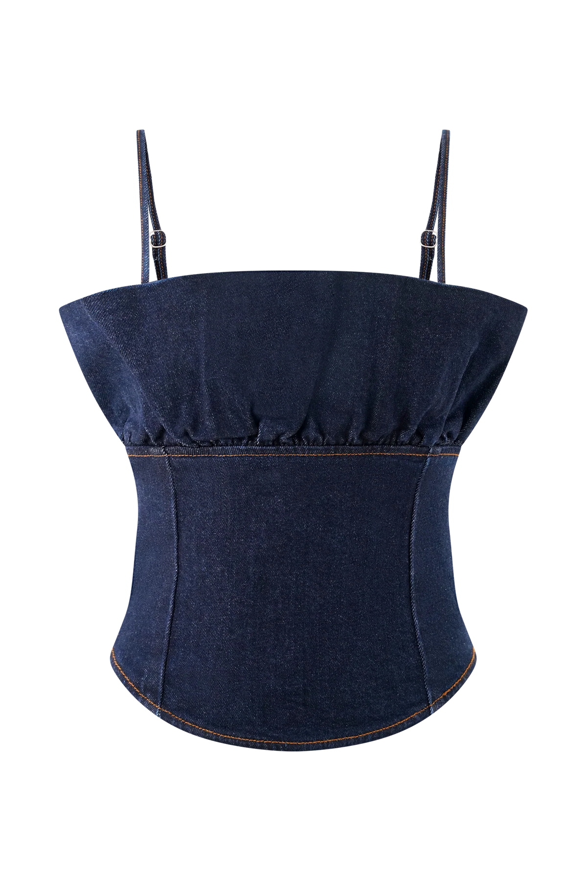 Cecilia Denim Frill Corset Indigo Blue