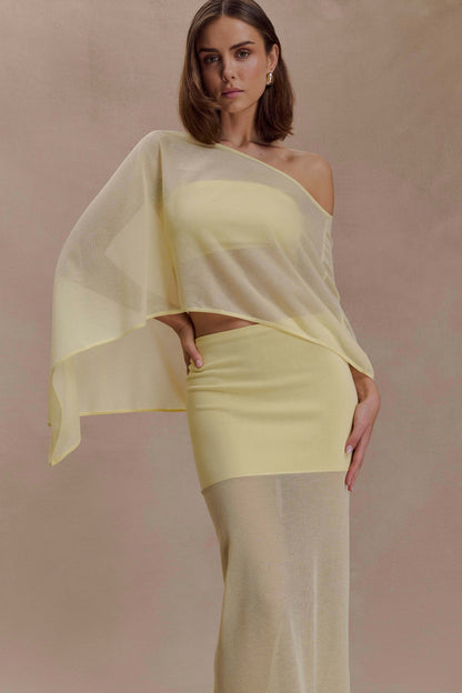 Lyra Sheer Knit Cape Lemon