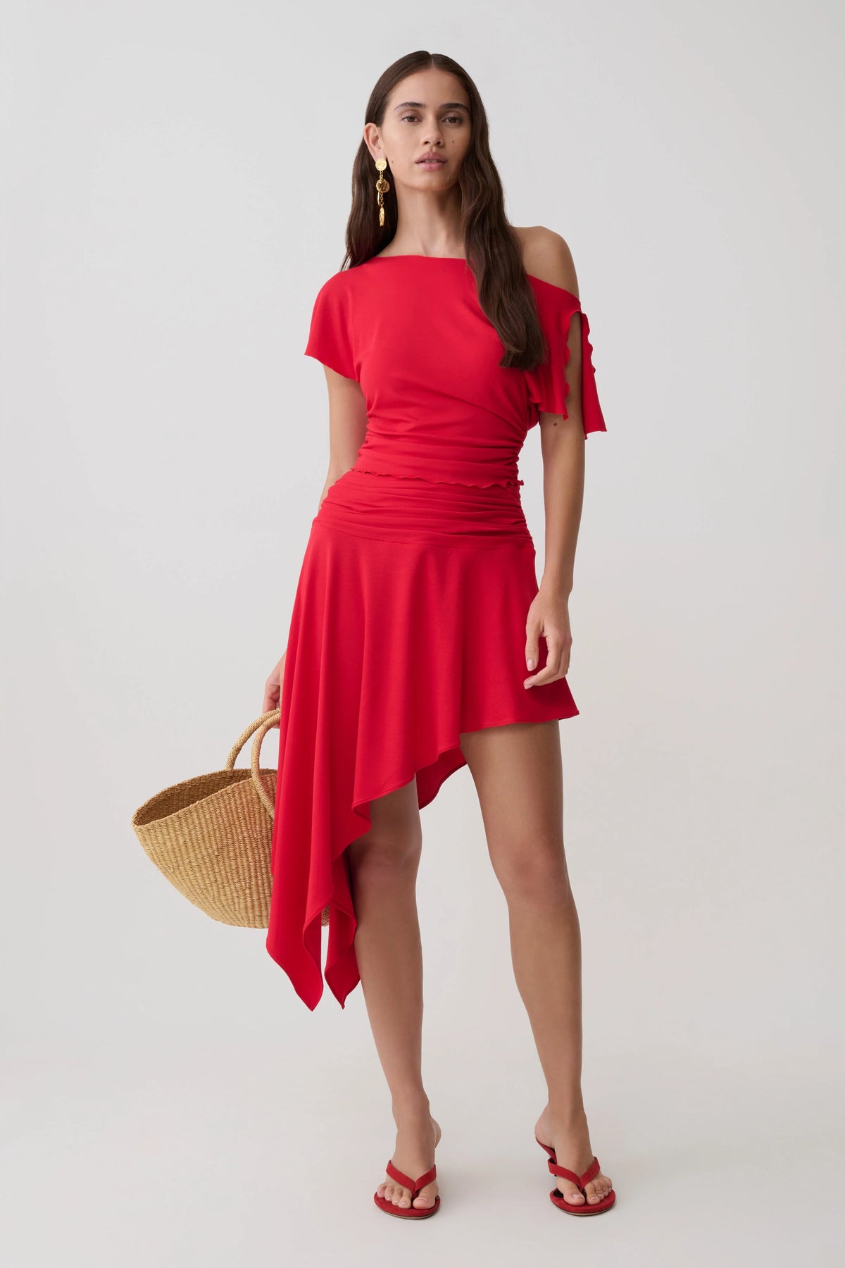 Talise Modal Hankie Midi Skirt Red