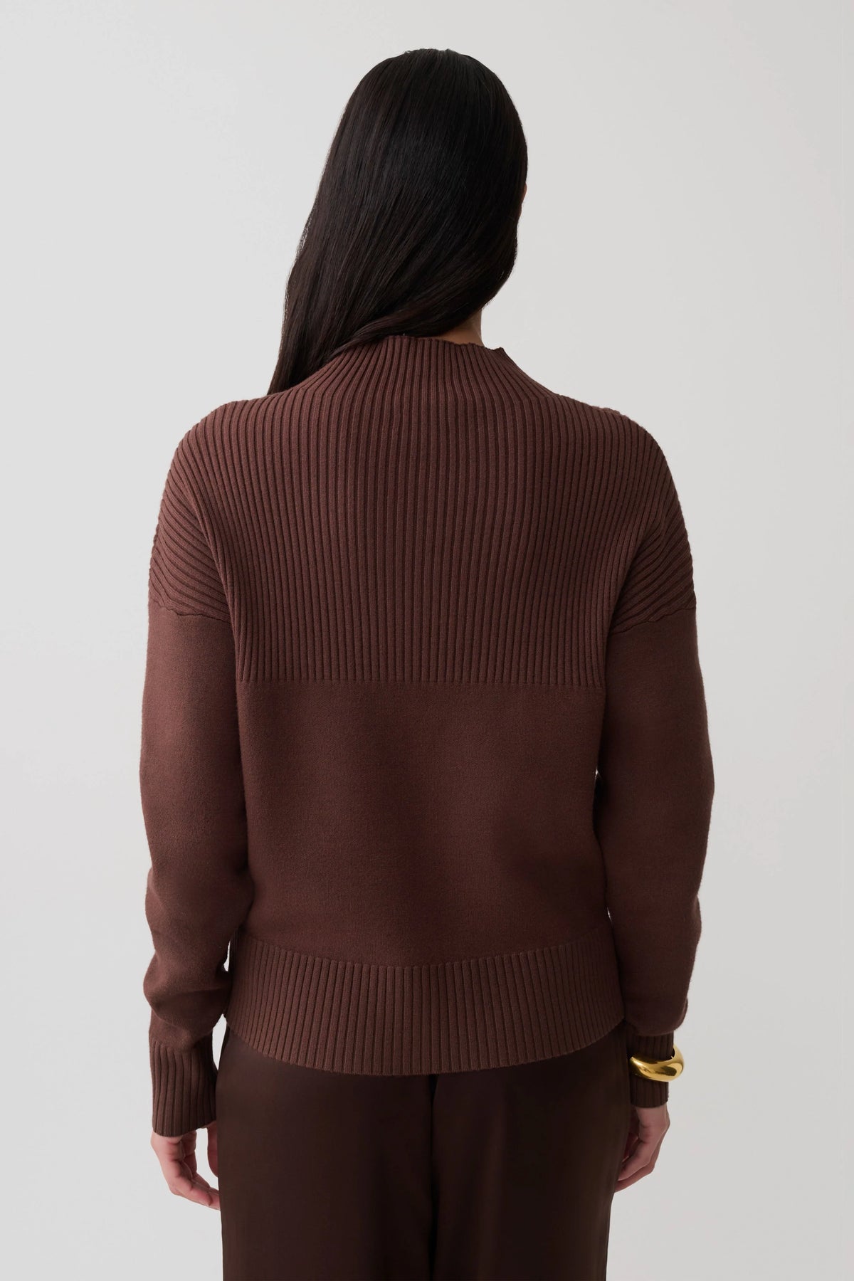 Stanley Ribbed High Neck Jumper Chocolate