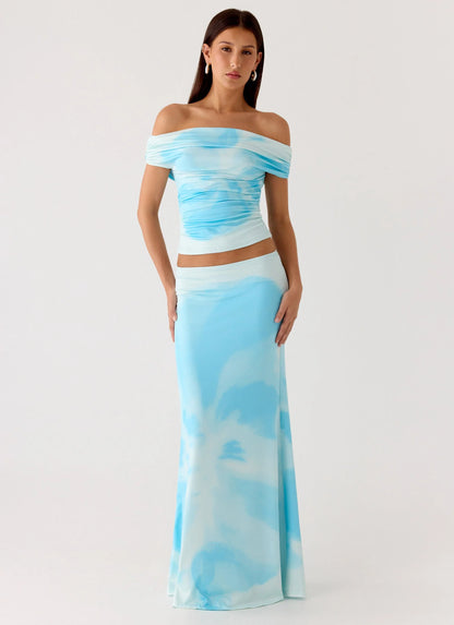 Moka Off Shoulder Top Blooming Blue