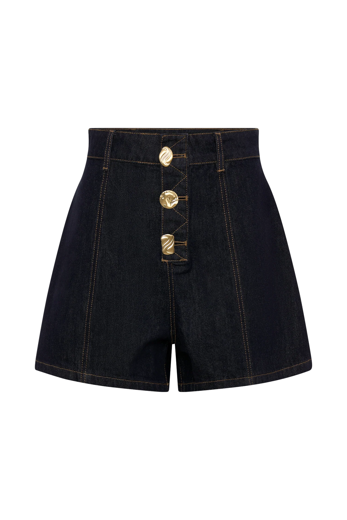 Demi High Waisted Denim Shorts Washed Indigo Blue
