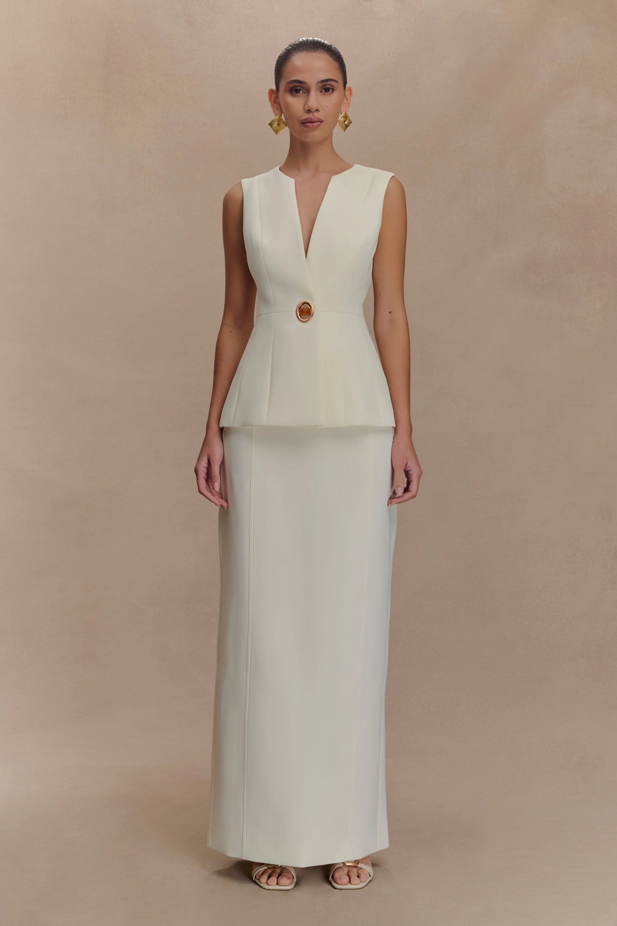 Angelie Suiting Maxi Skirt Ivory