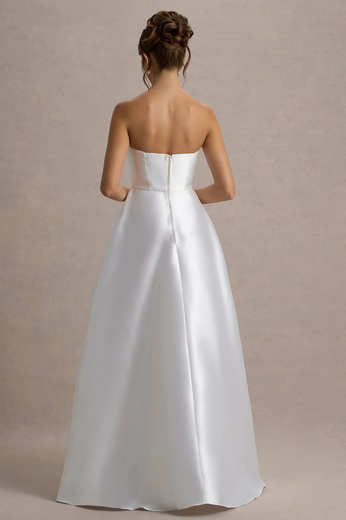 Universe White Bandeau Split Puff Skirt Maxi Dress