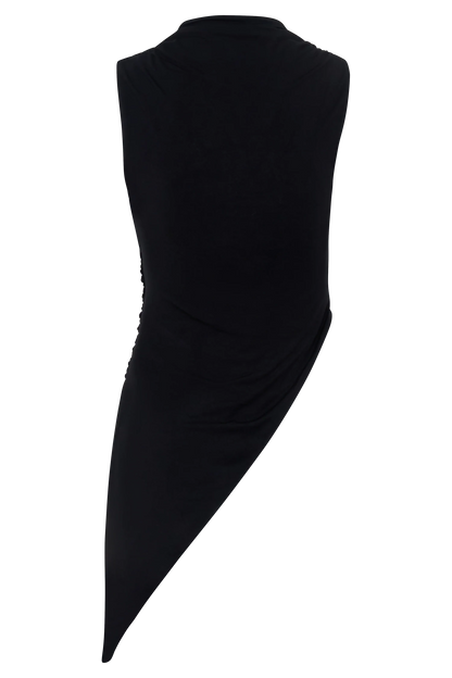 Suong High Neck Gathered Top Black