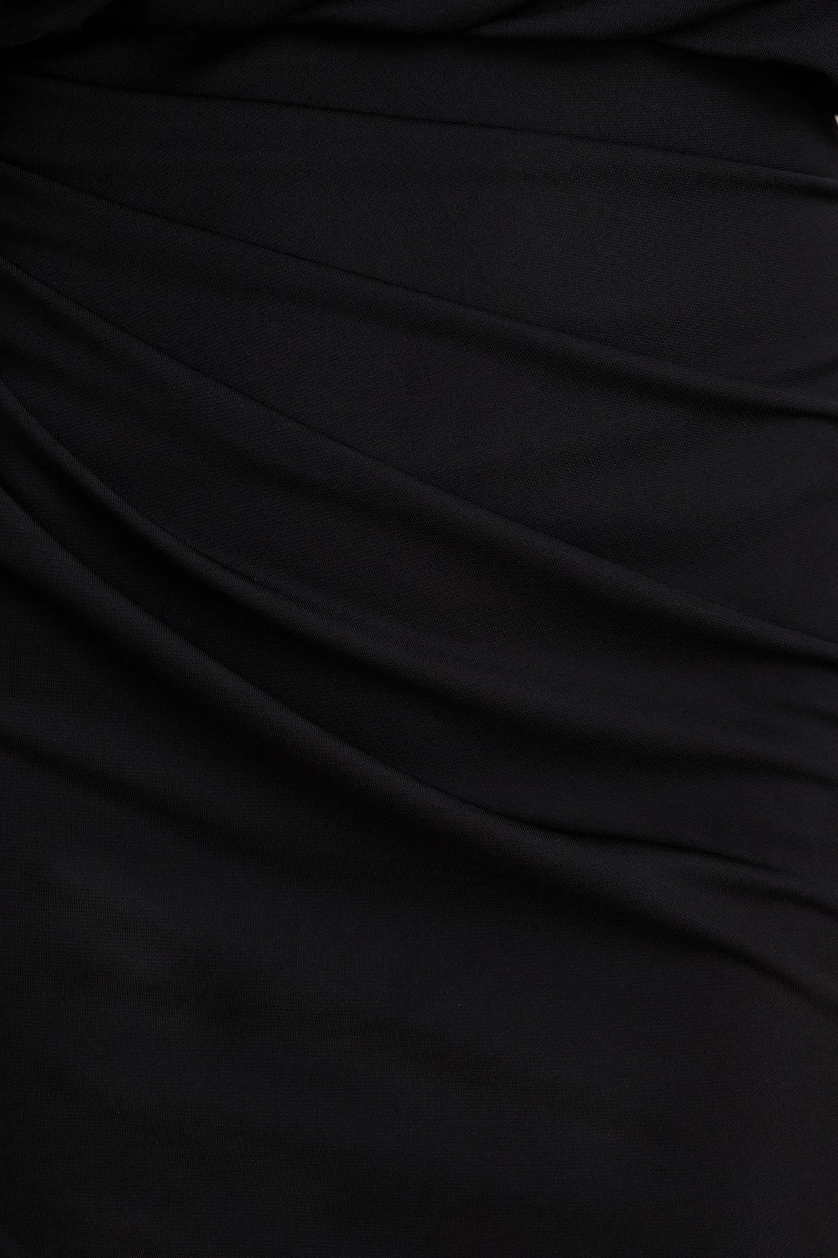 Olivia Black Asymmetric Neck Maxi Dress With Ruched Detailing And Asymmetric Hem